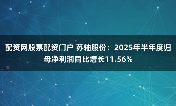 配资网股票配资门户 苏轴股份：2025年半年度归母净利润同比增长11.56%